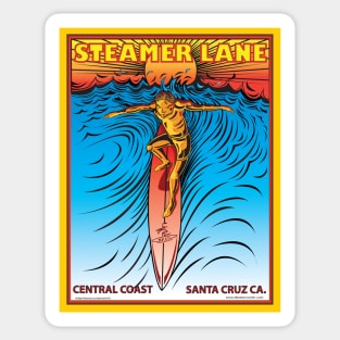 STEAMER LANE SANTA CRUZ CA. SURFING Sticker